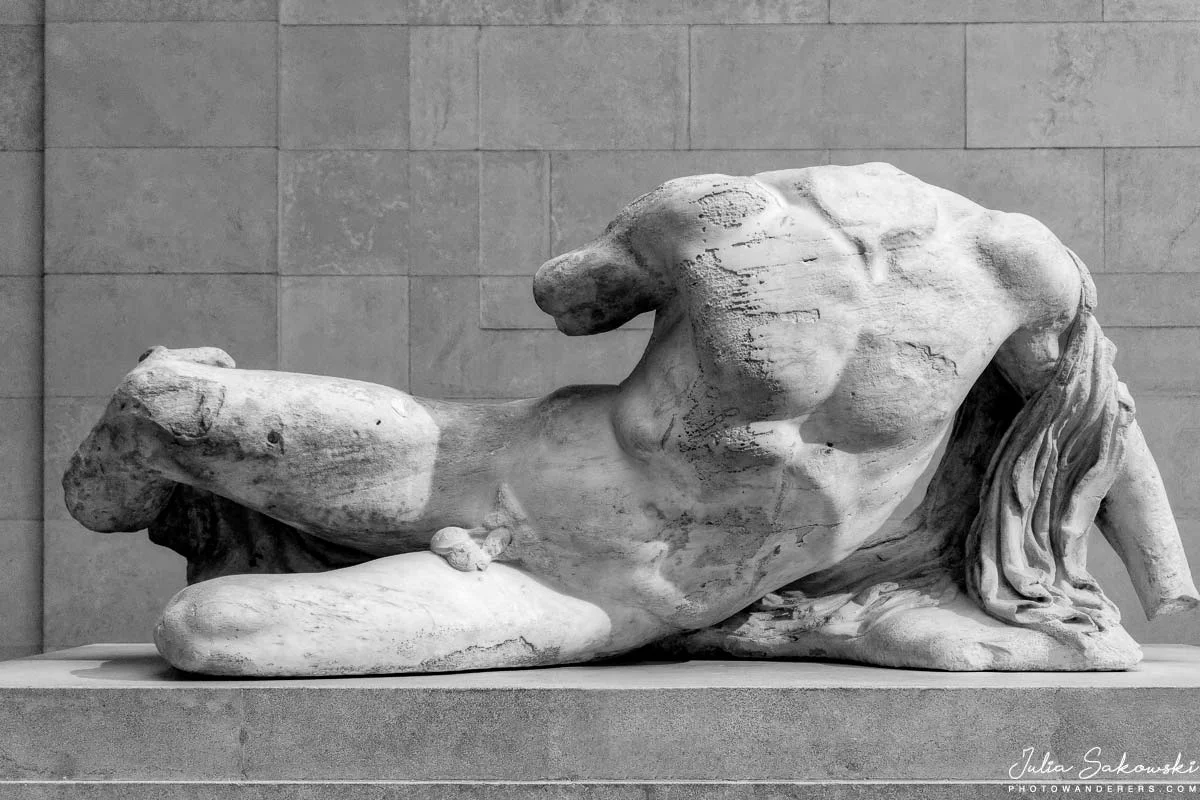 Reclining youth statue from The Parthenon in Athens