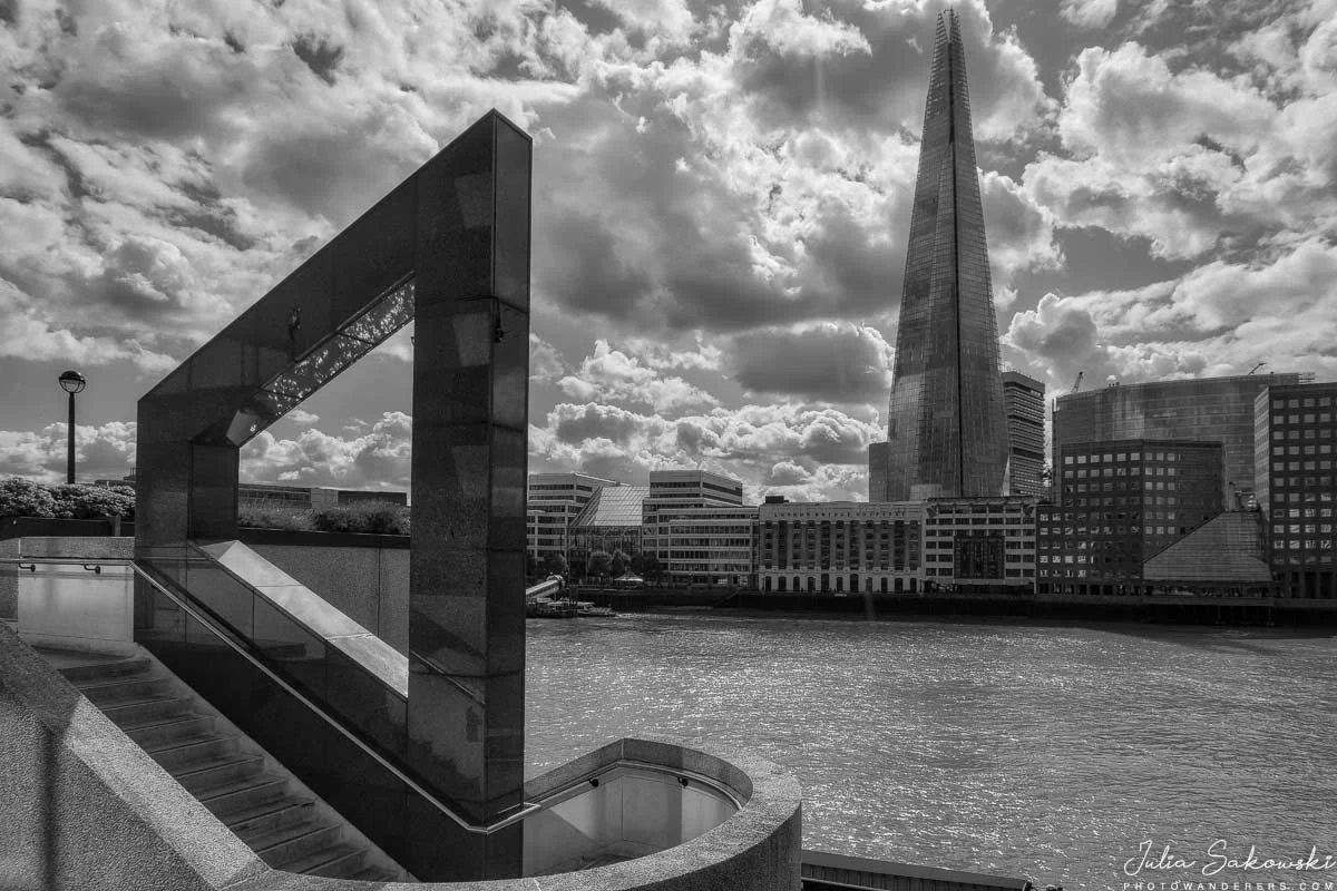 The Shard tower from Thames riverbank
