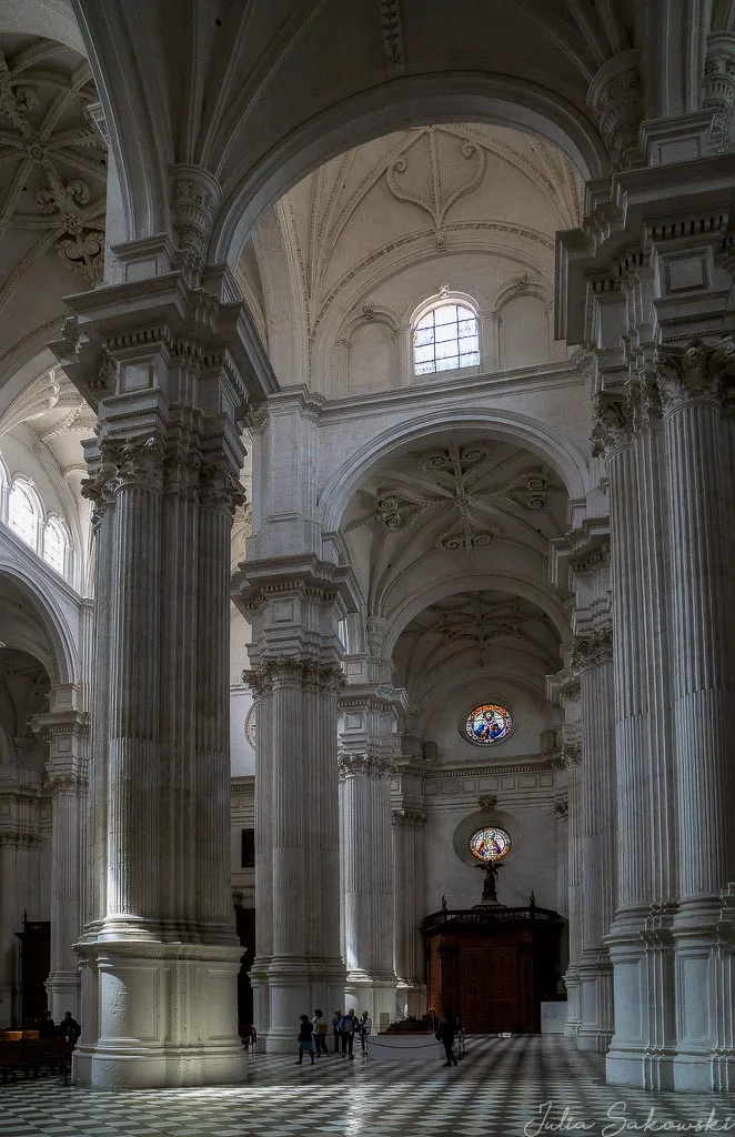 White columns in Granada Cathedral