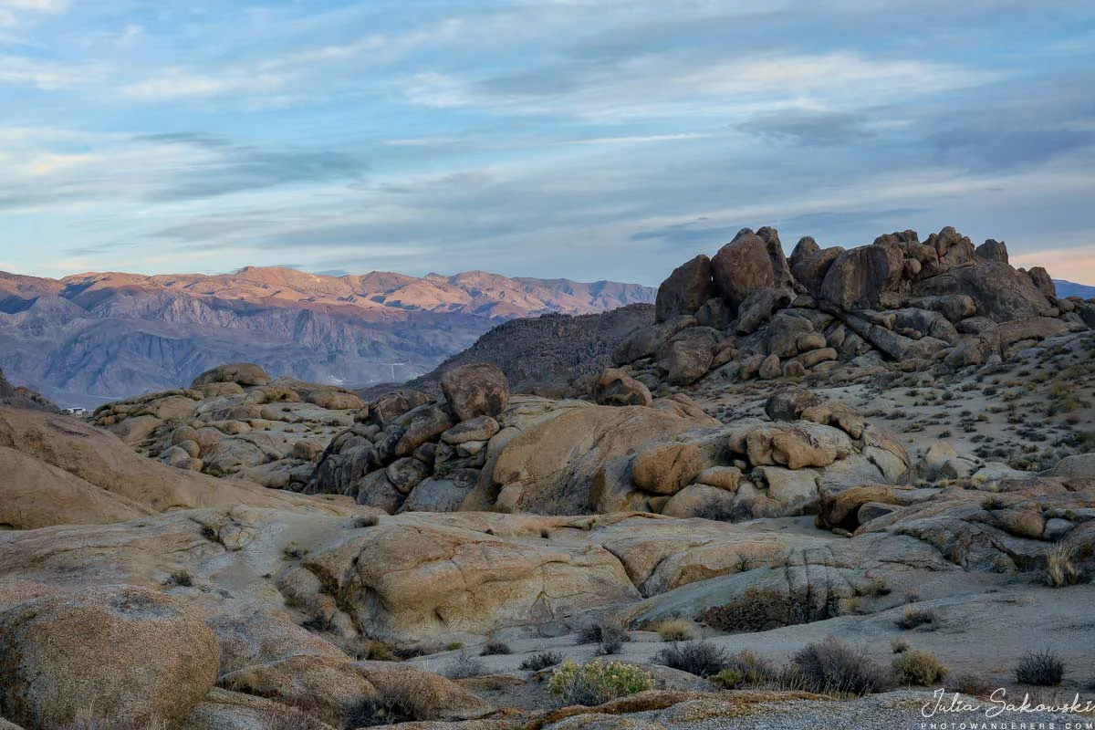Last light of day, Alabama Hills