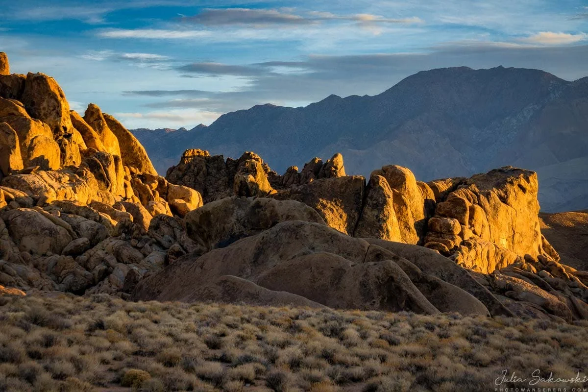 Bright rocks against the dark Panamint Range