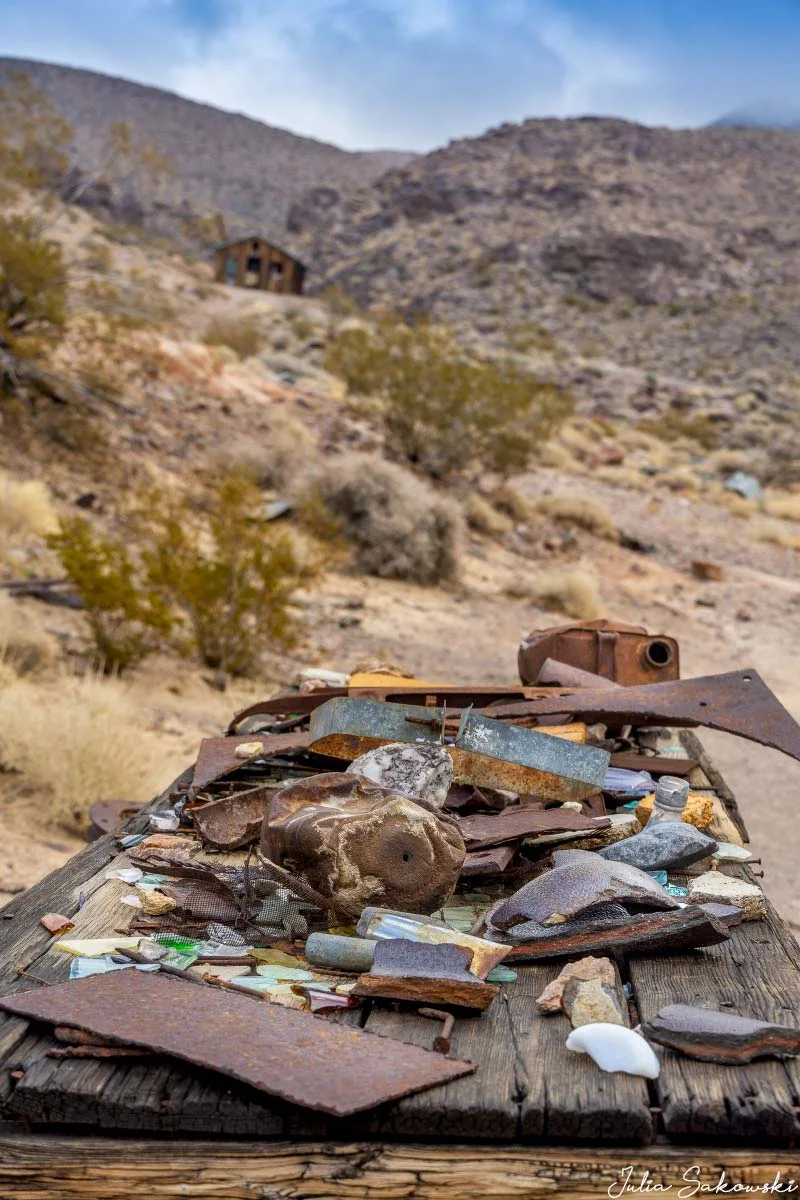 “Things” other visitors collected around the abandoned mine and arranged on the table.