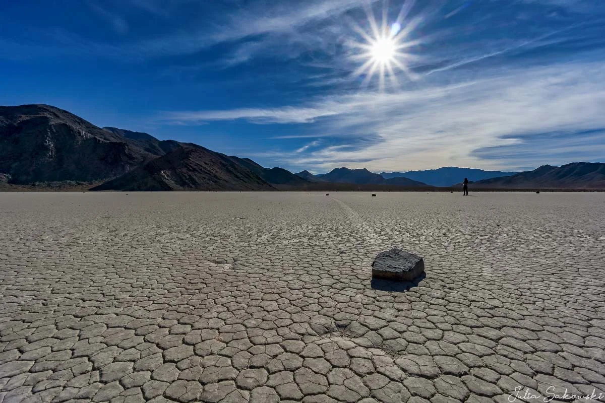 Moving stone on Racetrack Playa, Death Valley